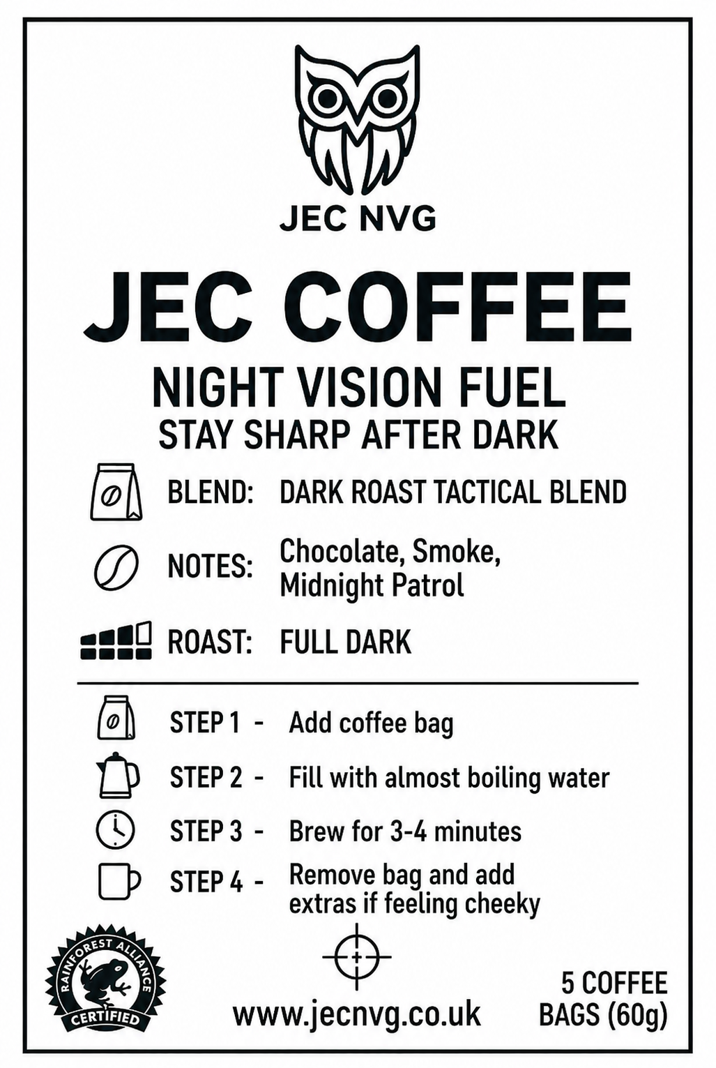 JEC NVG Coffee Bags 60g
