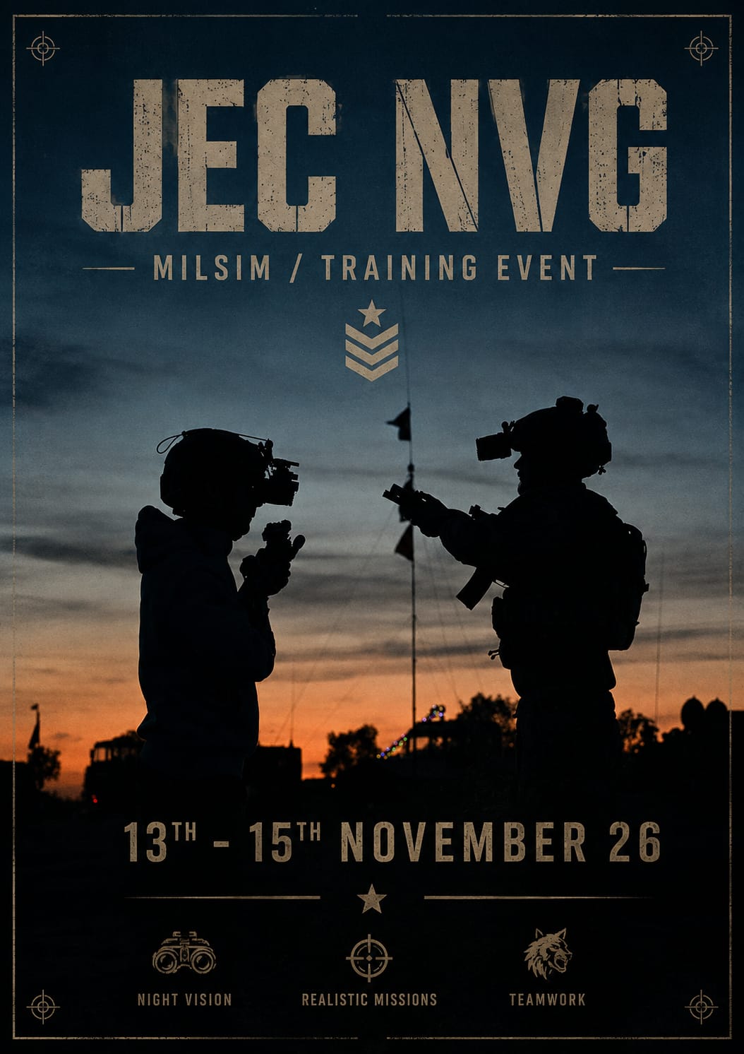JEC TRAINING / MILSIM WEEKEND 13th - 15th November 2026