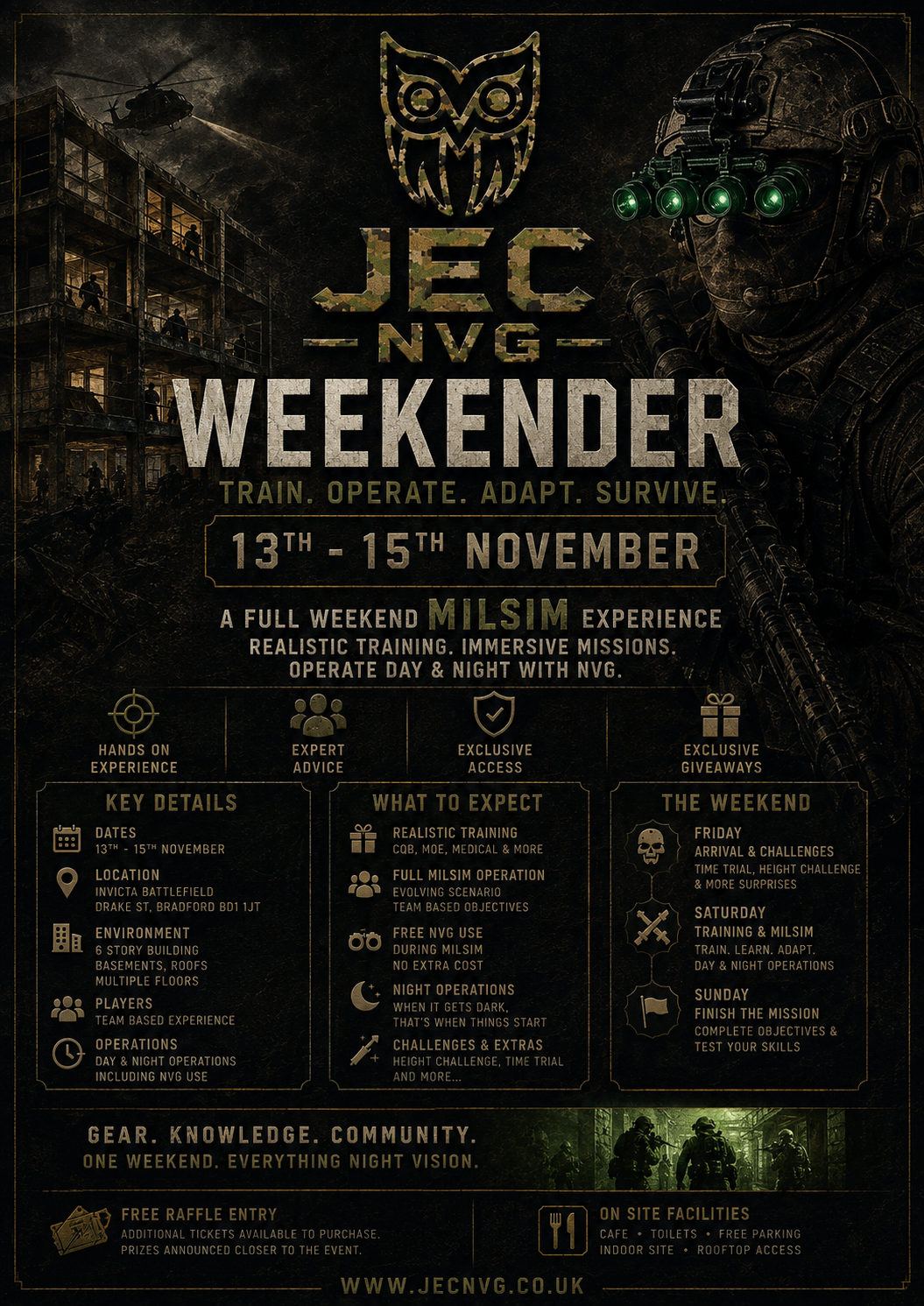 JEC TRAINING / MILSIM WEEKEND 13th - 15th November 2026